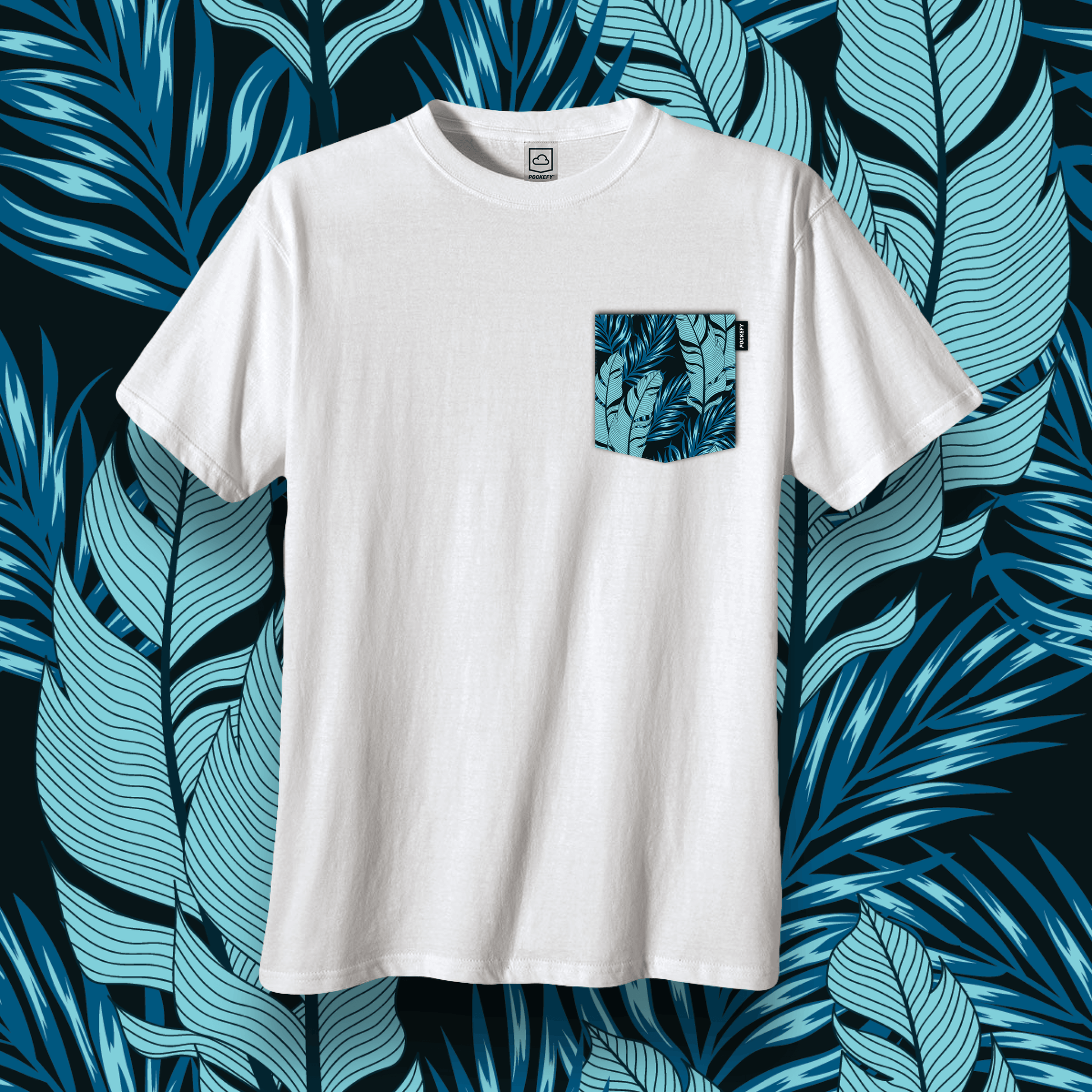 White Blue Summer Pocket Tee
