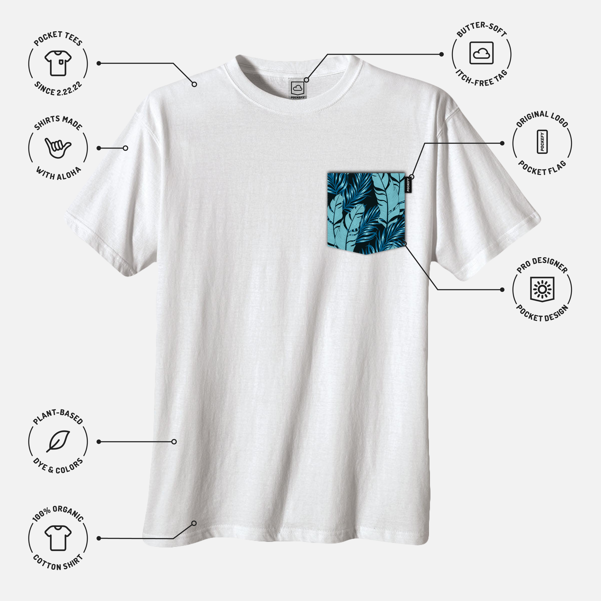 White Blue Summer Pocket Tee